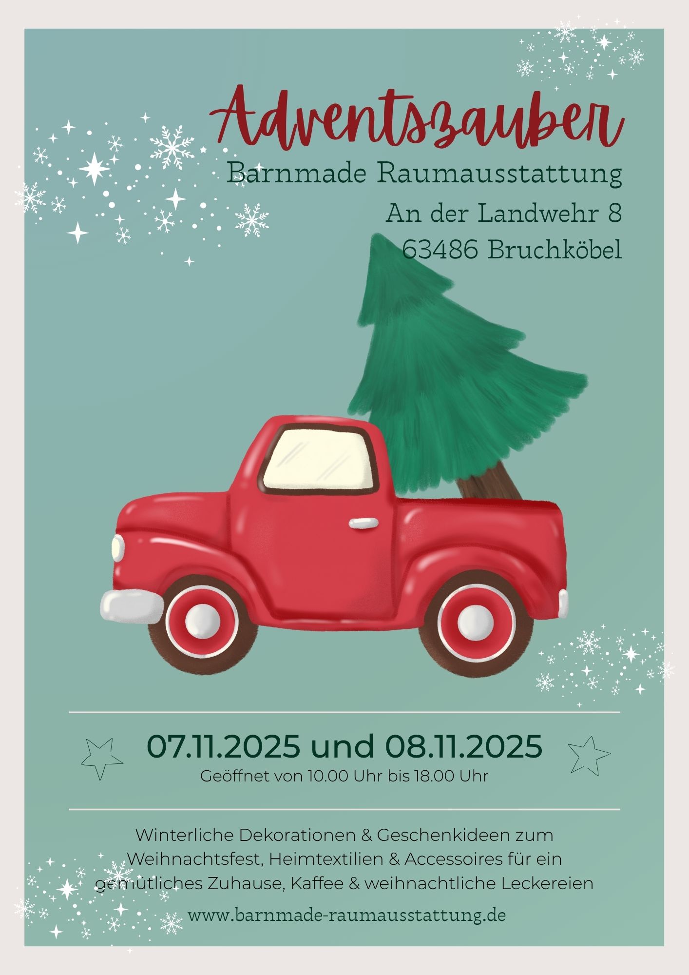 Rot grün gezeichnet weihnachtlich weihnachtsmarkt flyer